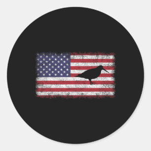 4th Of July Patriotic American Wood Bird Lover Usa Classic Round Sticker