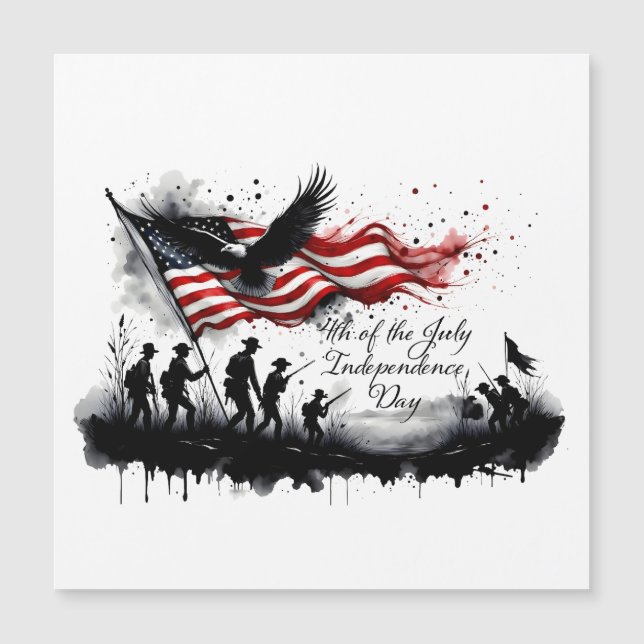 4th of July Patriotic Art with Flag & Soldiers (Front)