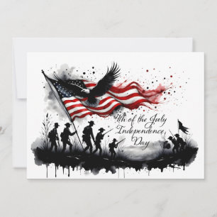 4th of July Patriotic Art with Flag & Soldiers