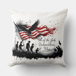 4th of July Patriotic Art with Flag & Soldiers Cushion