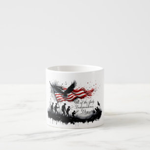 4th of July Patriotic Art with Flag & Soldiers Espresso Cup