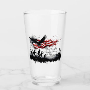 4th of July Patriotic Art with Flag & Soldiers Glass