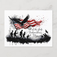 4th of July Patriotic Art with Flag & Soldiers