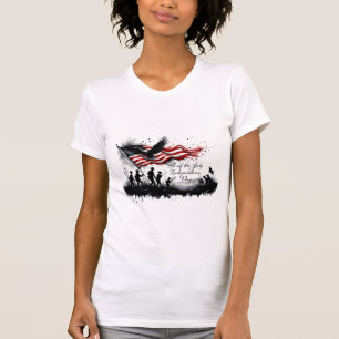 4th of July Patriotic Art with Flag & Soldiers T-Shirt