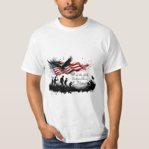 4th of July Patriotic Art with Flag & Soldiers T-Shirt