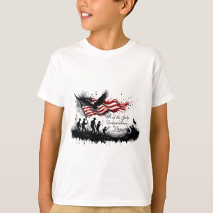 4th of July Patriotic Art with Flag & Soldiers T-Shirt