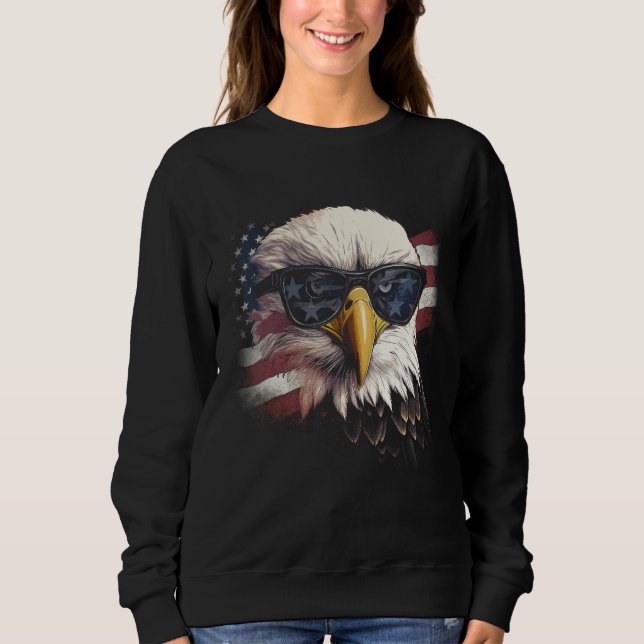4th of July Patriotic  Bald Eagle  July 4th Sweatshirt (Front)