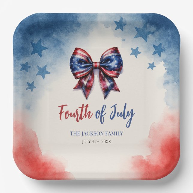 4th of July Patriotic BBQ Party Paper Plate (Front)
