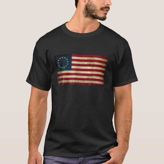 4th of July Patriotic Betsy Ross battle flag t shi T-Shirt (Front)