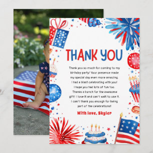 4th Of July Patriotic Birthday Thank You Card