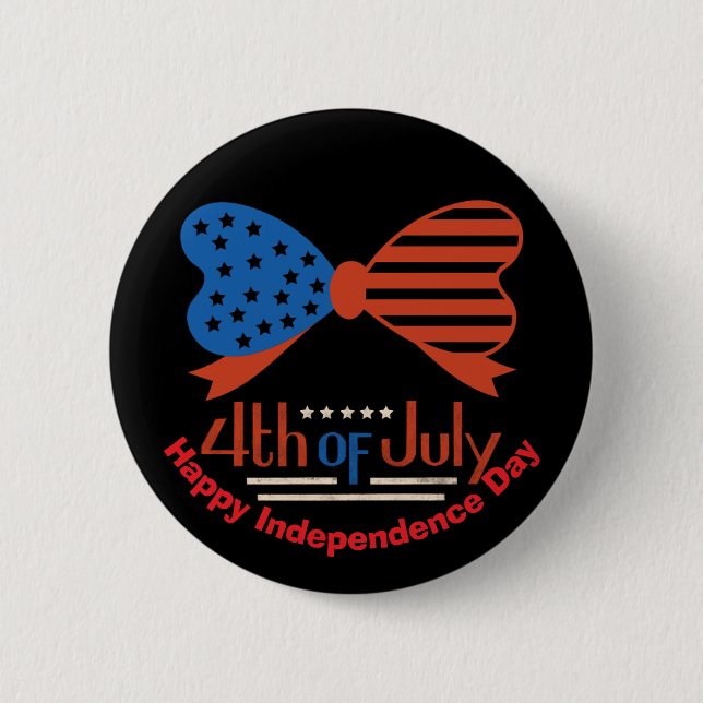 "4th of July" Patriotic Bow Design Custom 6 Cm Round Badge (Front)