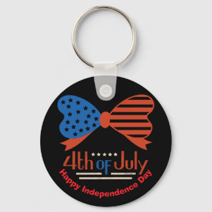 "4th of July" Patriotic Bow Design Custom Key Ring