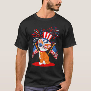 4th Of July Patriotic Cat American Flag Meowica C T-Shirt