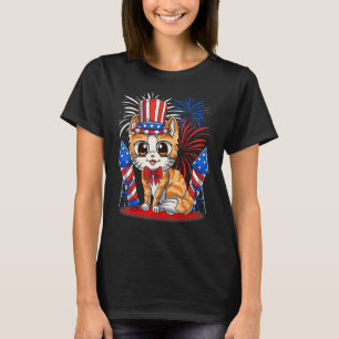 4th of July Patriotic Cat American Flag Meowica C T-Shirt