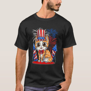 4th Of July Patriotic Cat  American Flag Meowica C T-Shirt