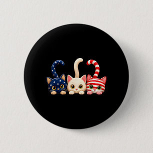 4th Of July Patriotic Cat Usa Aamerican Flag 6 Cm Round Badge