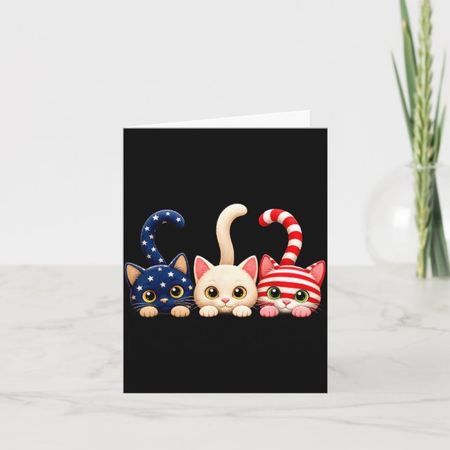 4th Of July Patriotic Cat Usa Aamerican Flag Card (Front)