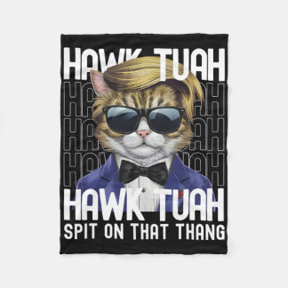 4th Of July Patriotic Cat Usa Hawk Tuah Spit On Th Fleece Blanket