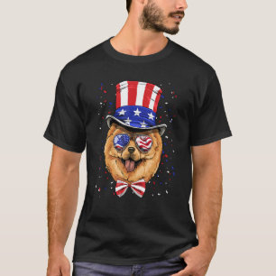 4th of July Patriotic Chow Chow American USA Flag  T-Shirt