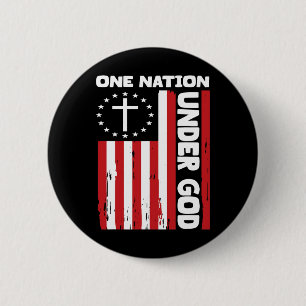 4th Of July Patriotic Christian Flag One Nation Un 6 Cm Round Badge