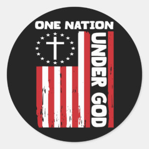 4th Of July Patriotic Christian Flag One Nation Un Classic Round Sticker