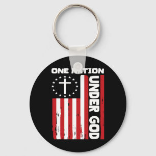 4th Of July Patriotic Christian Flag One Nation Un Key Ring