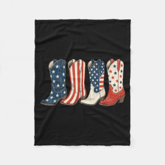 4th Of July Patriotic Cowboy Boots Western Cowgirl Fleece Blanket