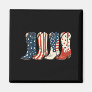 4th Of July Patriotic Cowboy Boots Western Cowgirl Magnet