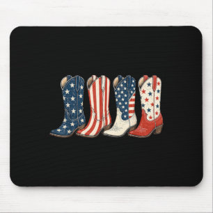 4th Of July Patriotic Cowboy Boots Western Cowgirl Mouse Pad