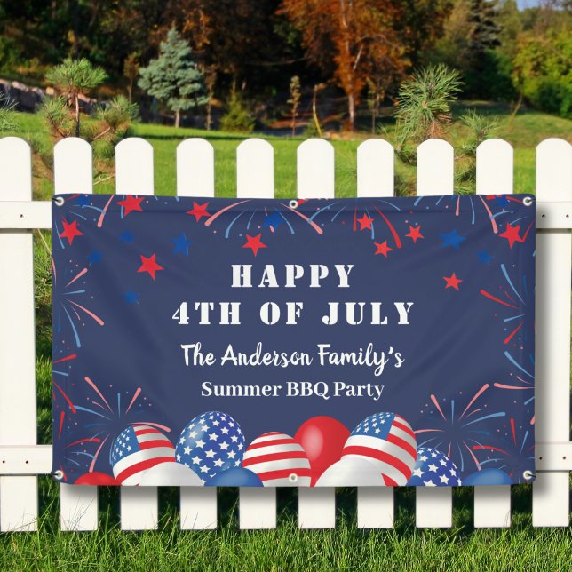 4th of July Patriotic Custom Name Party Banner (Creator Uploaded)