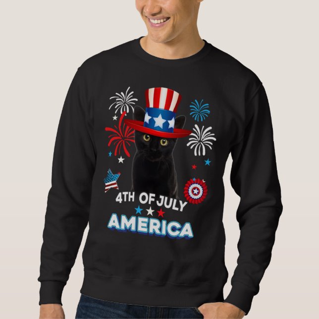 4th Of July Patriotic Day Black Cat Independence D Sweatshirt (Front)