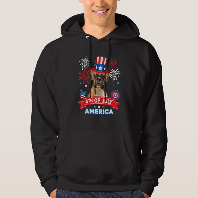 4th Of July Patriotic Day Boxer Dog Independence H Hoodie (Front)