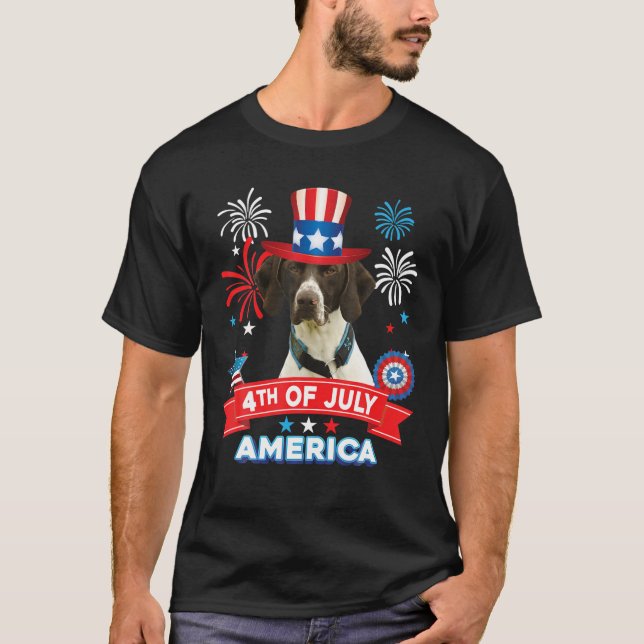 4Th Of July Patriotic Day German Shorthaired Dog T-Shirt (Front)