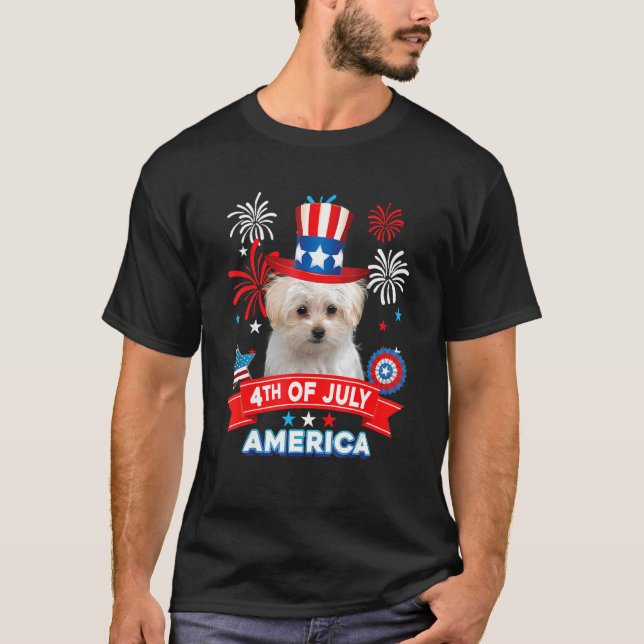 4th Of July Patriotic Day Maltese Dog Independence T-Shirt (Front)