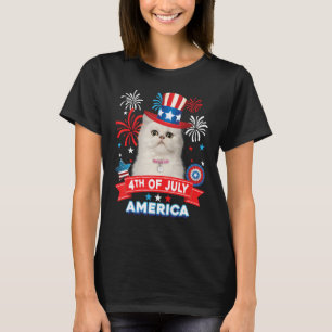4th Of July Patriotic Day Persian Cat Independence T-Shirt