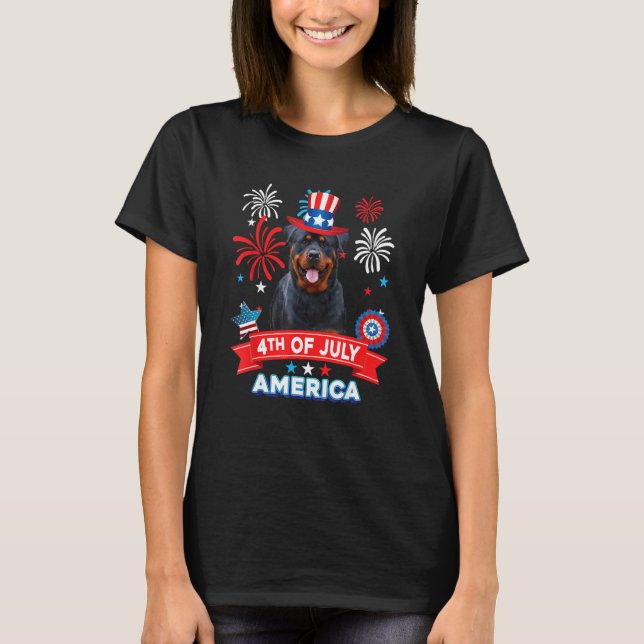 4th Of July Patriotic Day Rottweiler Dog Independe T-Shirt (Front)