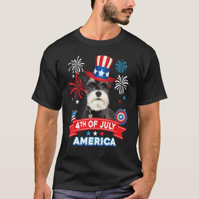 4th Of July Patriotic Day Schnauzer Dog Independen T-Shirt (Front)