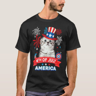 4th Of July Patriotic Day Scottish Fold Cat Indepe T-Shirt