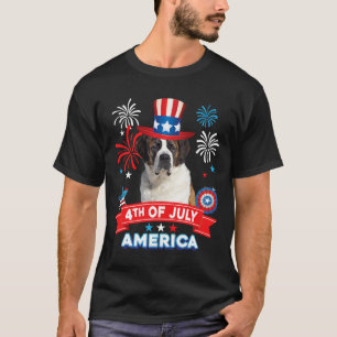 4th Of July Patriotic Day St. Bernard Dog Independ T-Shirt