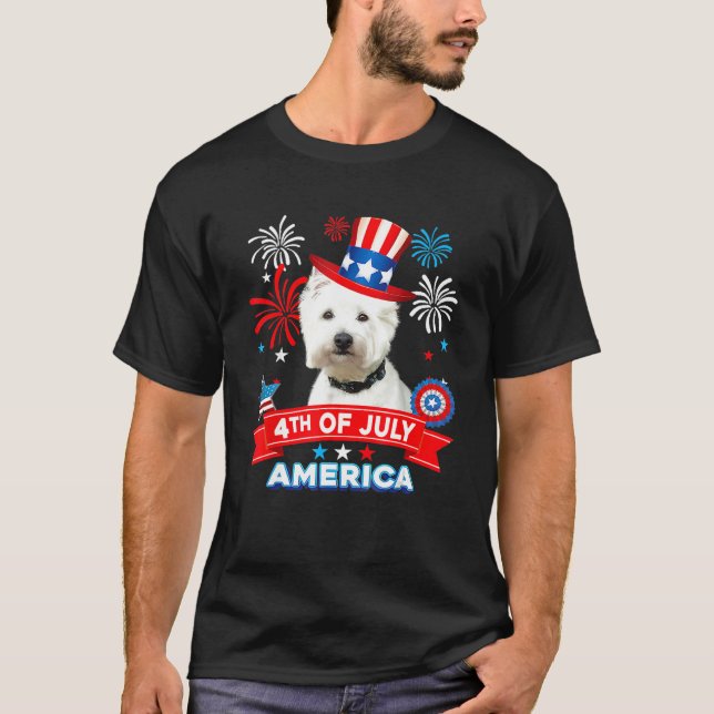 4th Of July Patriotic Day Westie Dog Independence  T-Shirt (Front)