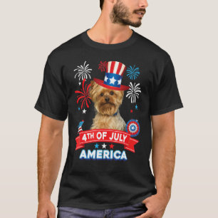 4th Of July Patriotic Day Yorkie Dog Independence  T-Shirt