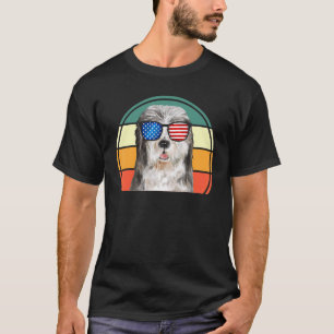 4th Of July Patriotic Dog American Flag Bearded T-Shirt