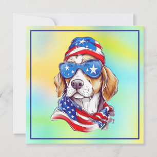 4th Of July Patriotic Dog Design Invitation