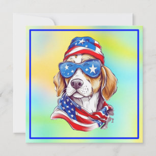4th Of July Patriotic Dog Design Invitation