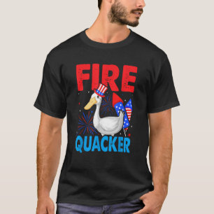 4th of July Patriotic Duck Fire Quacker Funny Fire T-Shirt