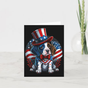 4th Of July Patriotic English Pointer Dog Us Flag Card