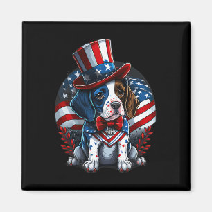 4th Of July Patriotic English Pointer Dog Us Flag Magnet