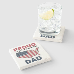 4th of July Patriotic Father's Day Stone Coaster