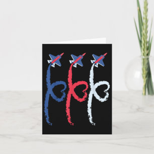 4th Of July Patriotic Fighter Heart Aeroplane Usa Card