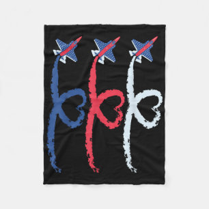 4th Of July Patriotic Fighter Heart Aeroplane Usa Fleece Blanket